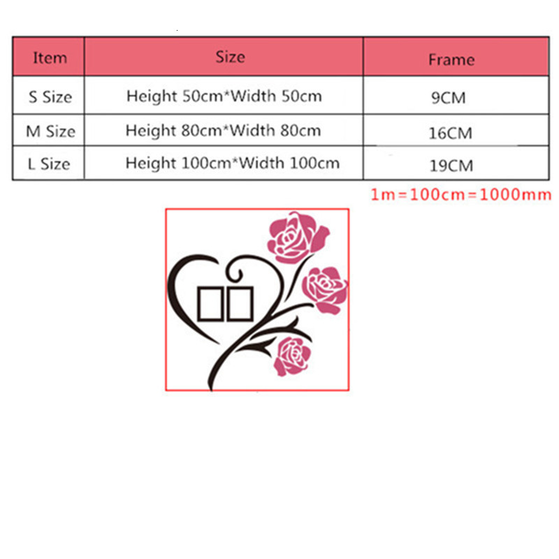 Wallpapers 3 Size Multi-Pieces Rose Flower Pattern 3D Acrylic Decoration Wall Sticker DIY Wall Poster Picture Frame Home Bedroom Wallstick 230505