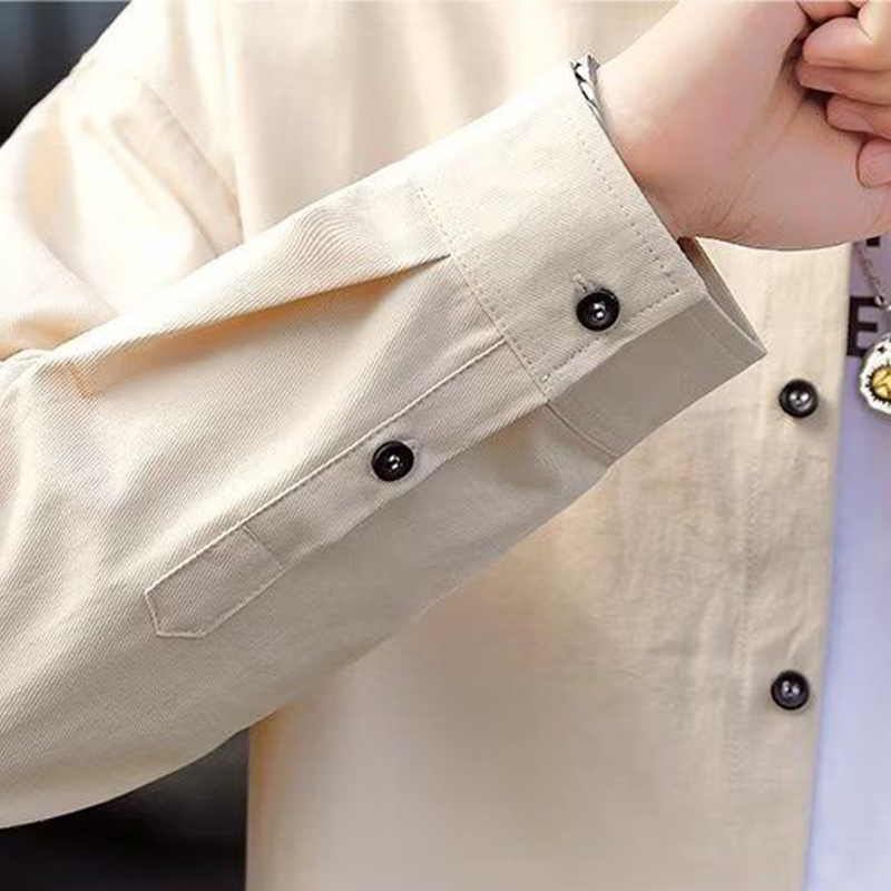 Men's Casual Shirts Autumn Winter Letter Print Loose Casual Blouse Man Long Sleeve Y2K Korean Style Male Shirt Vintage Gentmen Streetwear Clothes