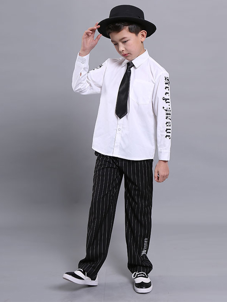 Popping Street Dance Striped Wide Leg Pants Boy Medium Loose Guy Letter Locking Pant Hip Hop Children and Adult Suit Trousers