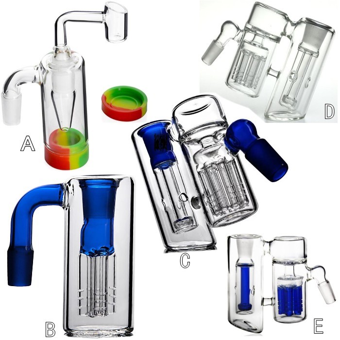 Ash catcher holder 14mm blue for bubbler glass bong recycler oil bongs water pipe smoking pipes diffuse arm tree perc