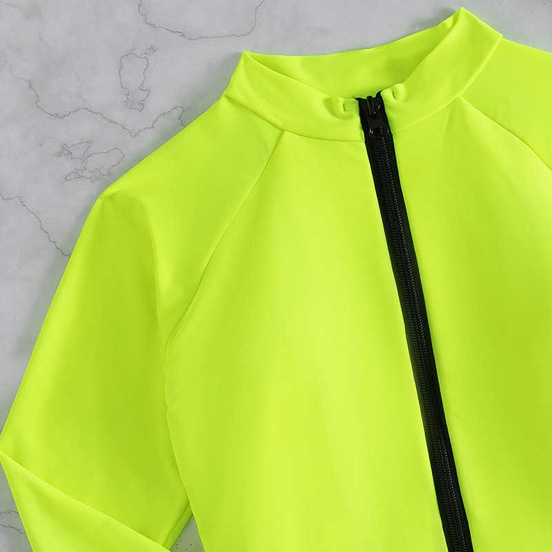 Wetsuits Drysuits Neon Yellow Long sleeve Swimsuit Rashguard Women Surfing Swimwear Surfing Diving swimming diving suit women Bodysuit Rash Guard J230