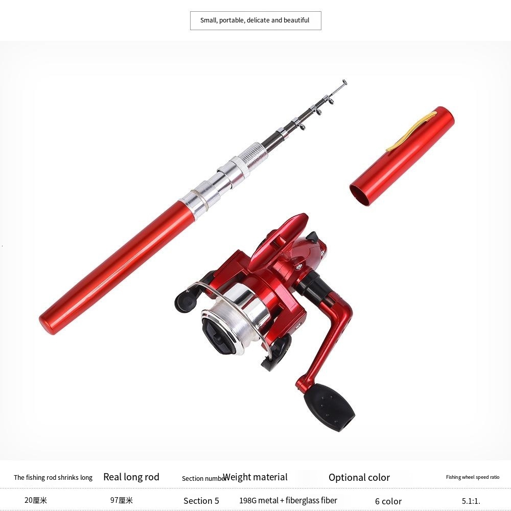 Boat Fishing Rods 20cm Portable Pocket Telescopic Mini Fishing Pole Pen Shape Folded Fishing Rod with Reel Wheel Fishing Rod 230505