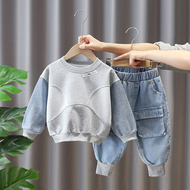 Clothing Sets 2-8 Yrs Baby Boys Fashion Clothing Sets Spring Autumn Children's Denim Korean Style Suit for Kids Two-piece Toppant Set 230505