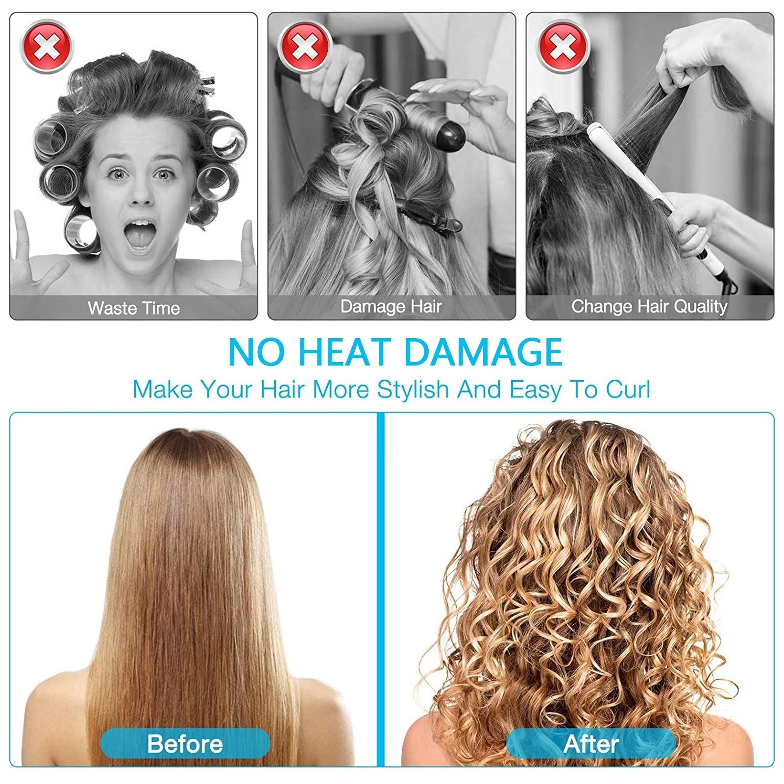 Hair Rollers 40pcs Long Spiral Hair Curlers No Heat Spiral Curls Styling Rollers Accessories for Home Salon DIY Hairstyling Random Colors 230505