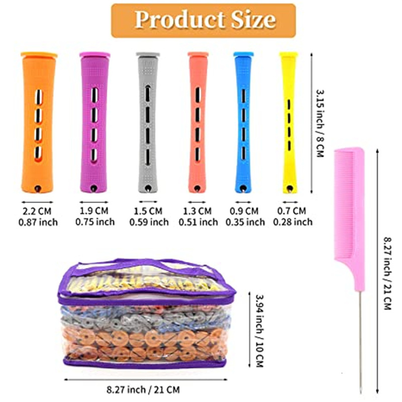Hair Rollers 120Pcs Hair Perm Rods Set 6 size Plastic Hair Cold Wave Rods Heatless Perming Rods Hair Curlers Rollers with Pintail Comb 230505