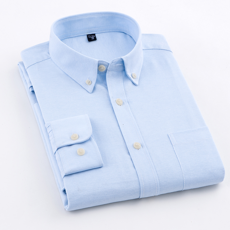 Men's Casual Shirts MACROSEA Men's Oxford Solid Color Casual Shirt High Quality Non-iron Anti Wrinkle Men's DP Finishing Shirts Comfort