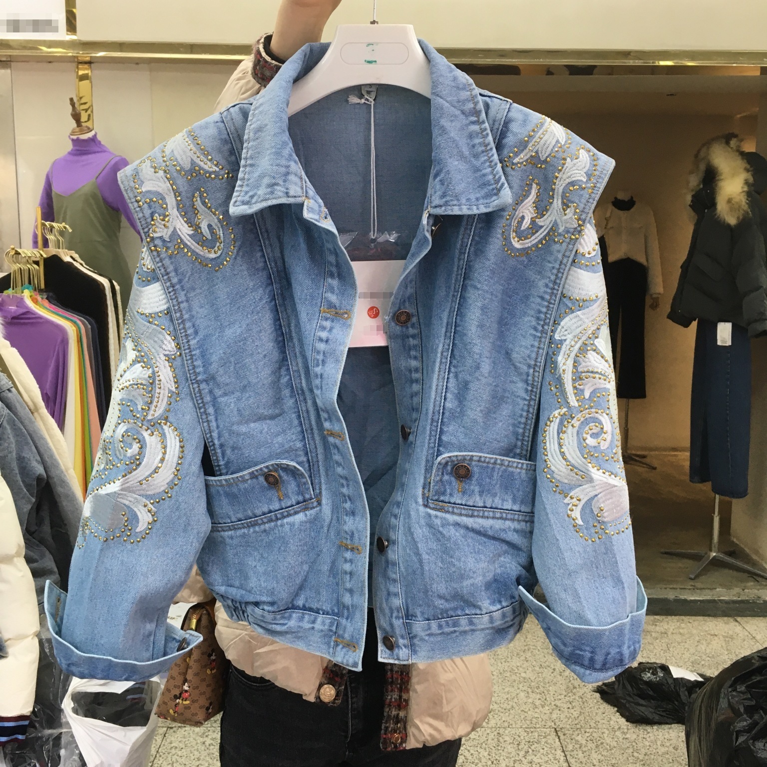 Women's Jackets Spring Autumn Woman Denim Coat Beading Embroidered Jacket Streetwear Oversized Jeans Coat 230505