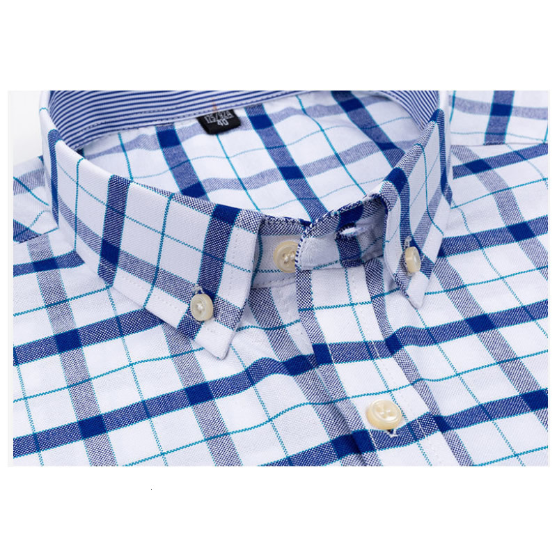 Men's Casual Shirts 100% Cotton Men's Short Sleeve Oxford Shirt Summer Plaid Shirts Man Casual Comfortable Fashion Striped Shirts Plus 23050