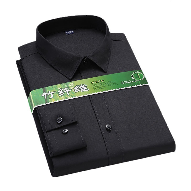 Men's Casual Shirts Quality Bamboo Fiber Men's Shirt Long Sleeve Stretch Free Care Comfort Soft Business Professional Formal Interview Dress