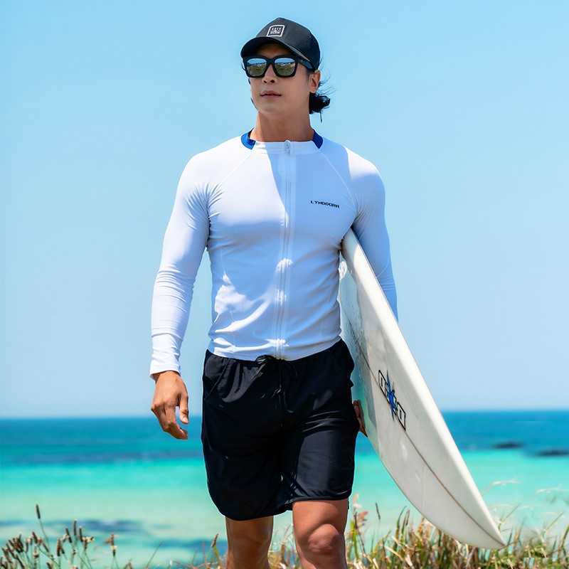 Wetsuits Drysuits SAILBEE men's rash Mens Long Sleeved Swimwear Floatsuit Tops UV Swimming Rash Guard Surfing Sail drop shipping J230505