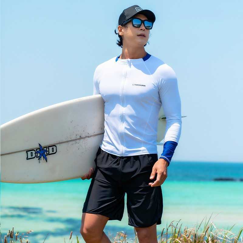 Wetsuits Drysuits SAILBEE men's rash Mens Long Sleeved Swimwear Floatsuit Tops UV Swimming Rash Guard Surfing Sail drop shipping J230505