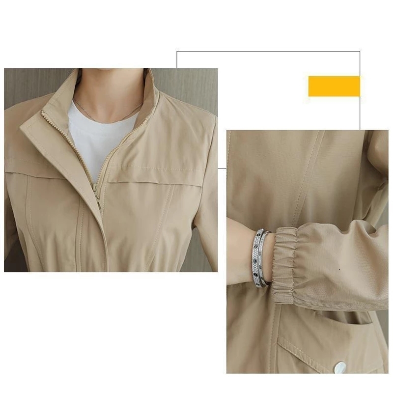 Women's Jackets Volemo Women's Double Layer Trench Coat Fall Casual Slim Coat Stand Collar Ladies Jacket Windbreaker Autumn Plus Size 4XL Co