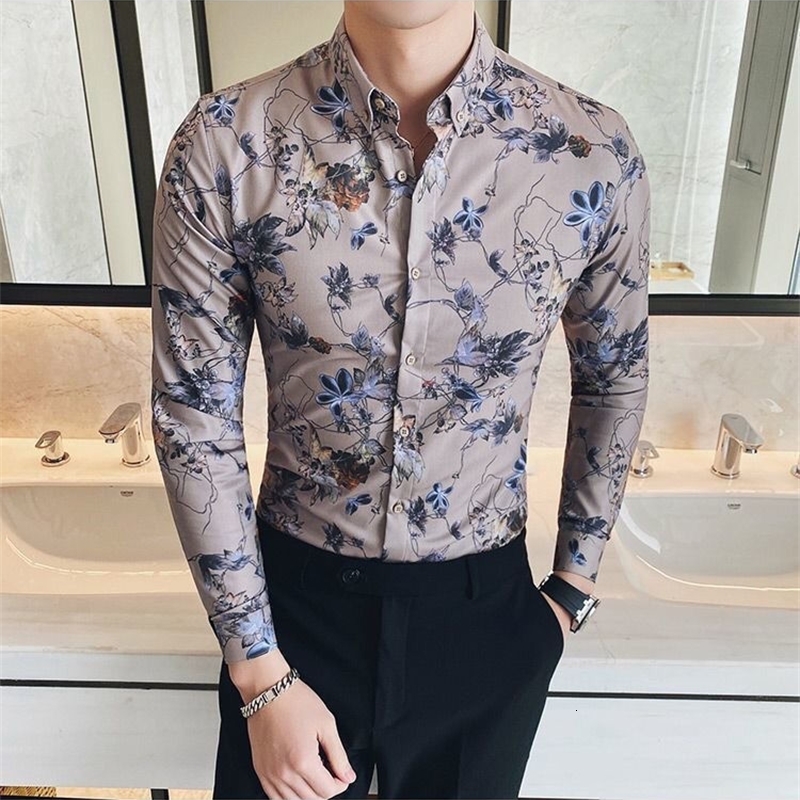 Men's Casual Shirts Fashion Lapel Button Printed Shirt Men's Clothing Autumn New Oversized Casual Tops Long Sleeve All-match ShirtS 230505