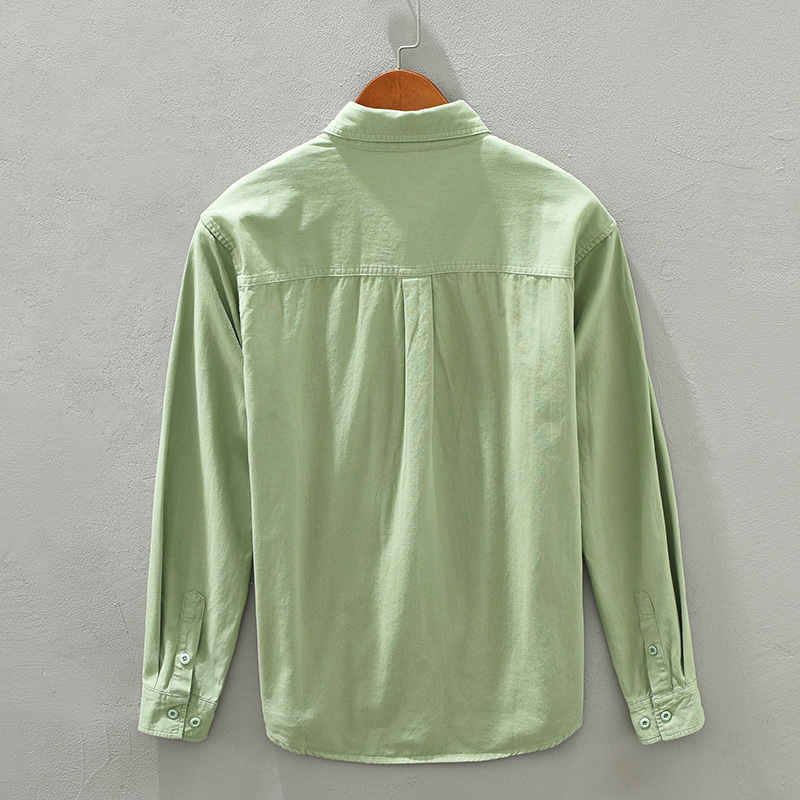 Men's Casual Shirts 1316 Simple Cotton Shirt Japan Style Casual Solid Color All-Match Chic Pockets Loose Lapel Fresh Youthful Streetwear Men Coat