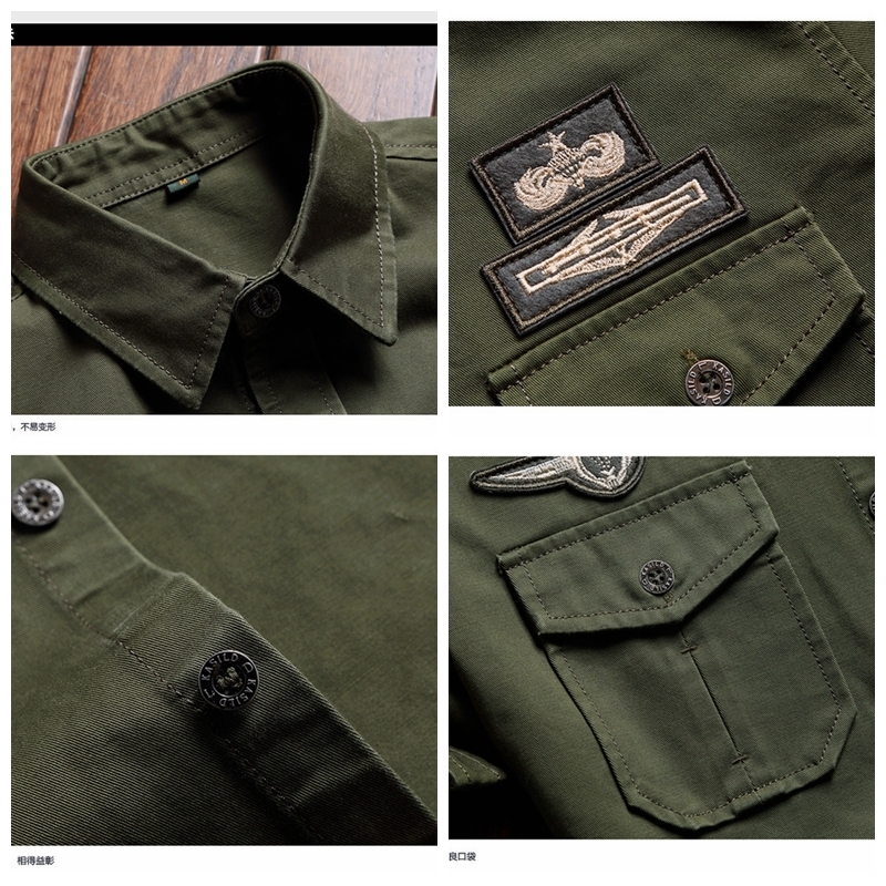 Men's Casual Shirts Military Shirt Men's Shirts Casual Style Fashion Clothing Cotton Short Sleeve Retro Vintage 6XL Embroidery White Drop Sh