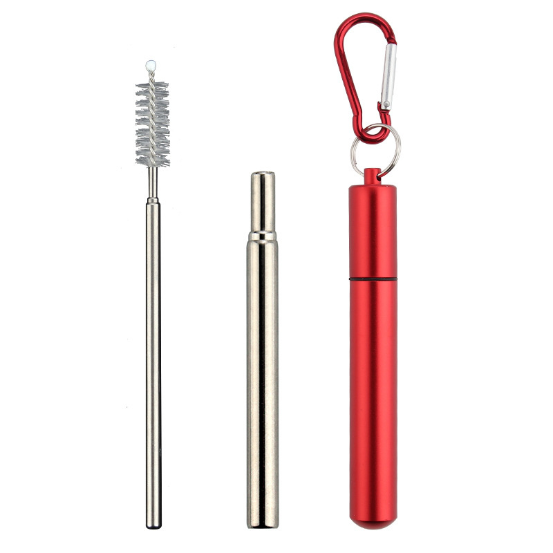 Foldable Straw Stainless Steel Straw Colored and Brush Set Telescopic Drink Straw