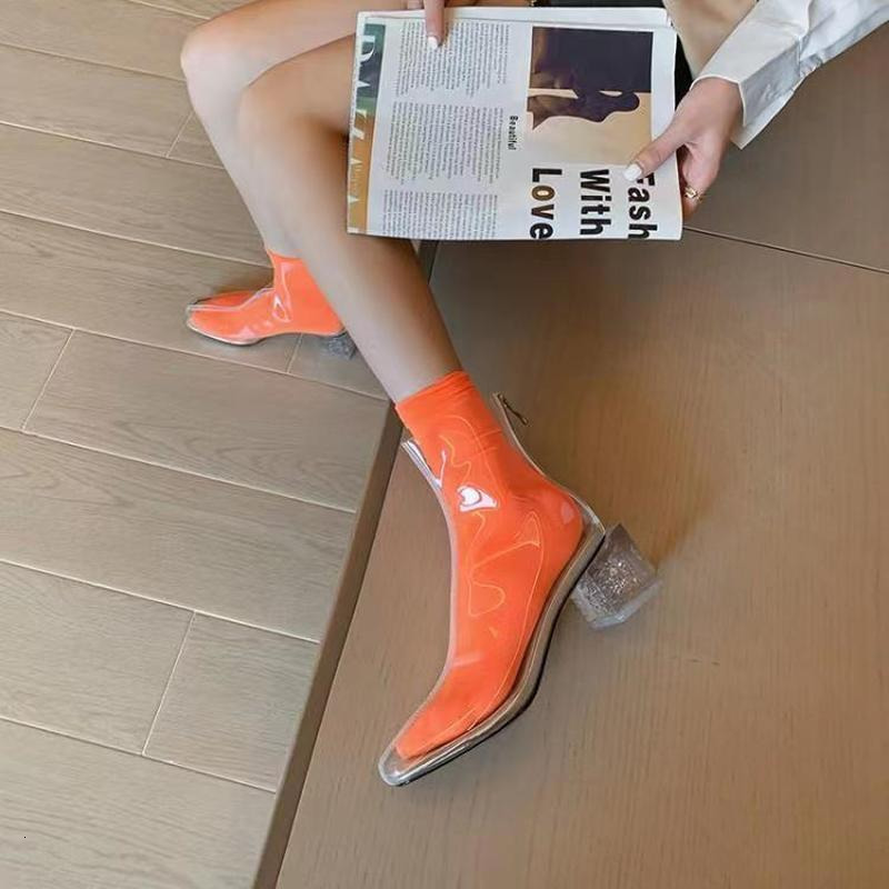 Rain Boots PVC Women's Shoes Transparent High Heels Girls Fashion Nightclub Sexy Shoe's Waterproof 230504