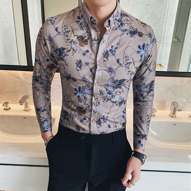 Men's Casual Shirts Fashion Lapel Button Printed Shirt Men's Clothing Autumn New Oversized Casual Tops Long Sleeve All-match ShirtS 230505