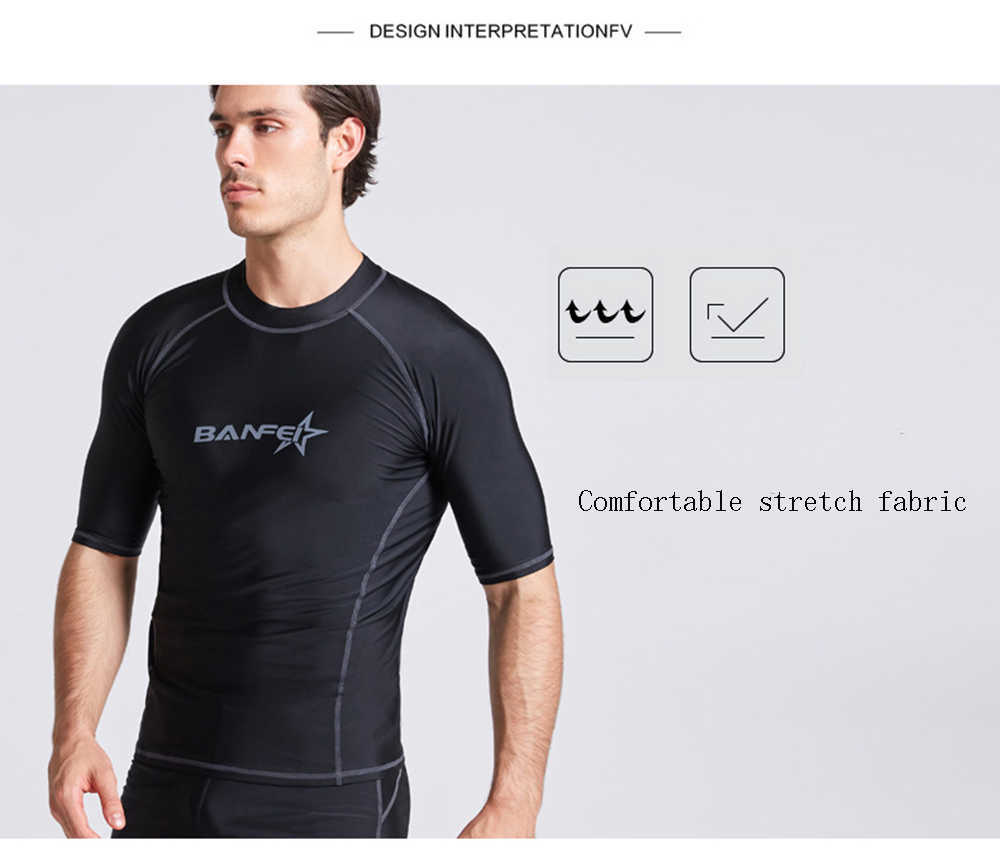 Wetsuits Drysuits Men's New Quick Dry Short Sleeve Windproof Men's Swimwear Top Swimwear UPF 50 Men's Beach Windproof Snorkeling Surf S