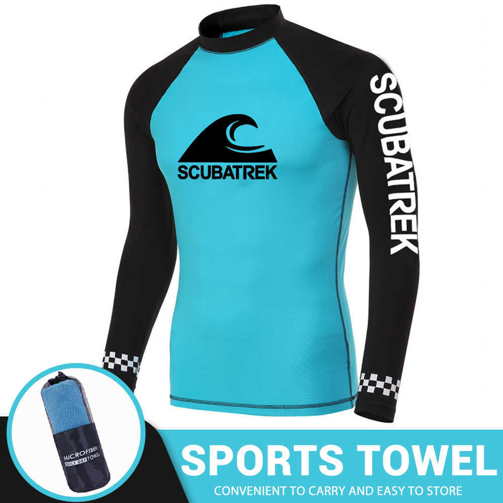 Wetsuits Drysuits Men Swimsuit Swimming Tshirt Beach UV Protection Swimwear Rash Guard Long Sleeve Surfing Diving Swimsuit Surf Tshirt Rashguard J2305