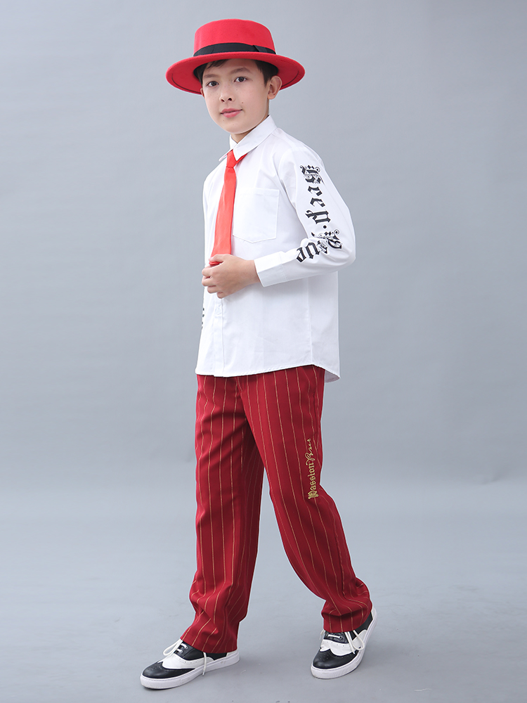 Popping Street Dance Striped Wide Leg Pants Boy Medium Loose Guy Letter Locking Pant Hip Hop Children and Adult Suit Trousers