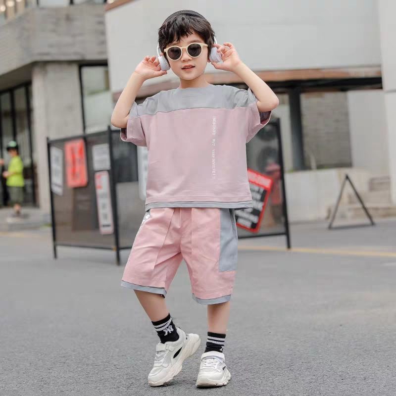 Clothing Sets Boys Summer Suit New Korean Style Children's Children and Teens Short Sleeve Shorts Two-Piece Set Fashionable Stylish Clothing 2305