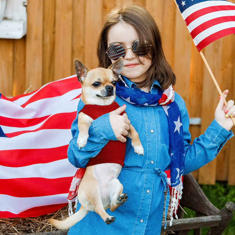Independence Day Unisex for Small Flag Printed Puppy Shirt Apparel Breathable Clothes Boy and Girl Dog Outfits Cute Pet Shirts A705
