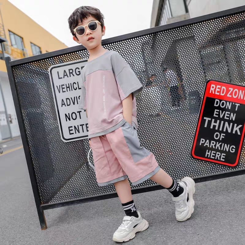 Clothing Sets Boys Summer Suit New Korean Style Children's Children and Teens Short Sleeve Shorts Two-Piece Set Fashionable Stylish Clothing 2305