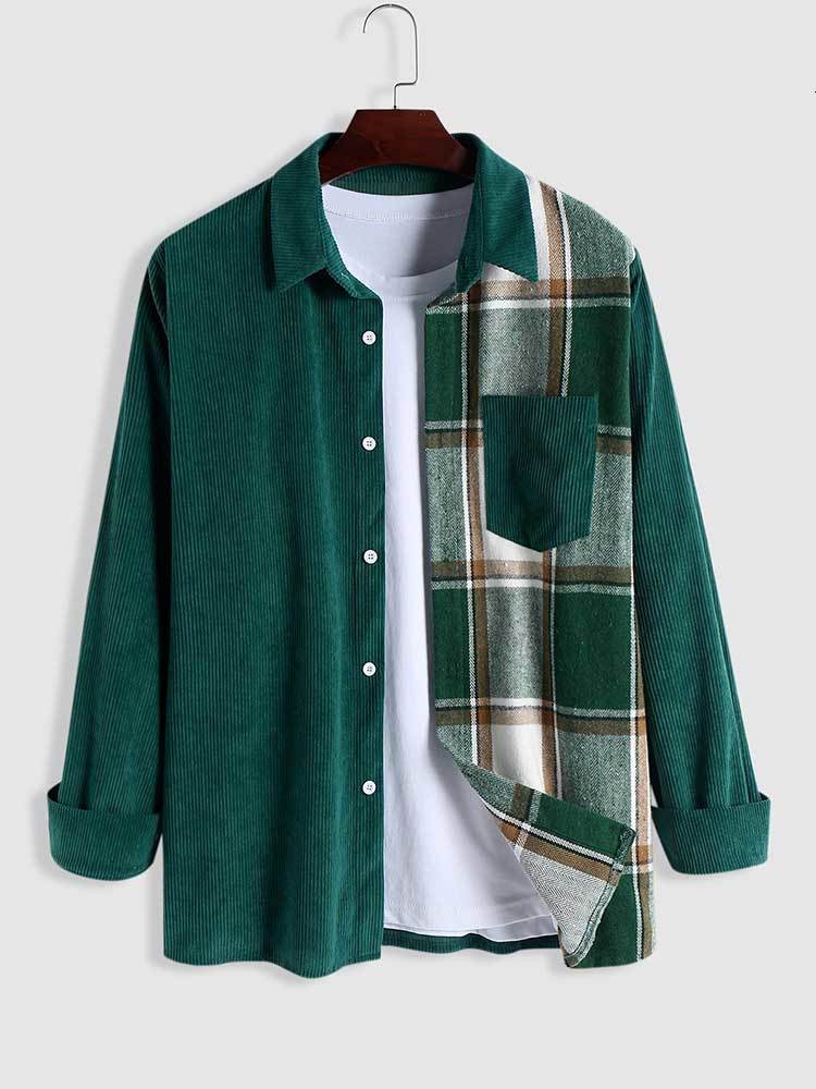 Men's Casual Shirts Shirt for Men Two Tone Spliced Plaid Long Sleeves Blouse Fall Spring Streetwear Shirts Casual Unisex Shacket Tops Z5036870 23