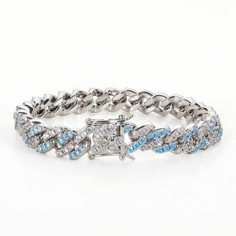 9mm Colorful Cubic Zircon Diamonds Tennis Bracelets Cuban Link Chain Bangle Couple Lover Jewelry Gift