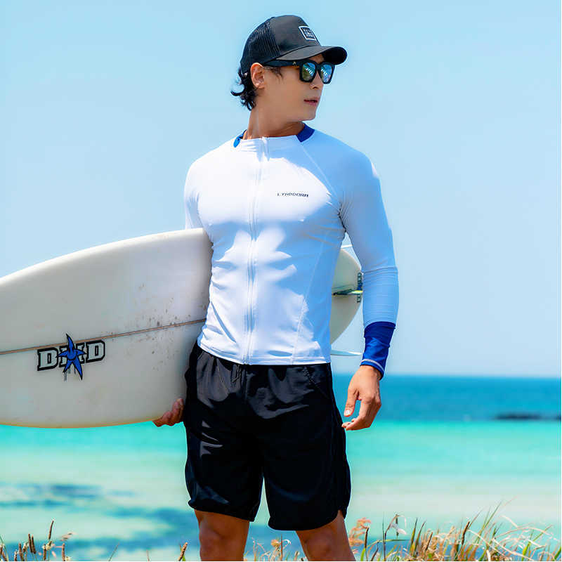 Wetsuits Drysuits SAILBEE men's rash Mens Long Sleeved Swimwear Floatsuit Tops UV Swimming Rash Guard Surfing Sail drop shipping J230505
