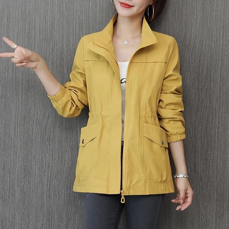 Women's Jackets Volemo Women's Double Layer Trench Coat Fall Casual Slim Coat Stand Collar Ladies Jacket Windbreaker Autumn Plus Size 4XL Co