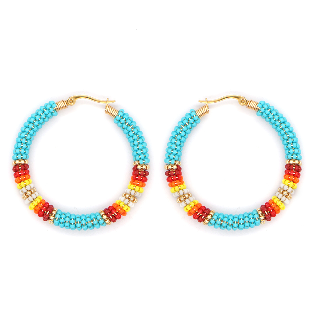 Hoop Huggie Go2boho Native Style Earring Bohemian Ethnic Hoop Earrings For Women Jewelry Handmade Gift Miyuki Beaded Ear Rings Jewellery 230505