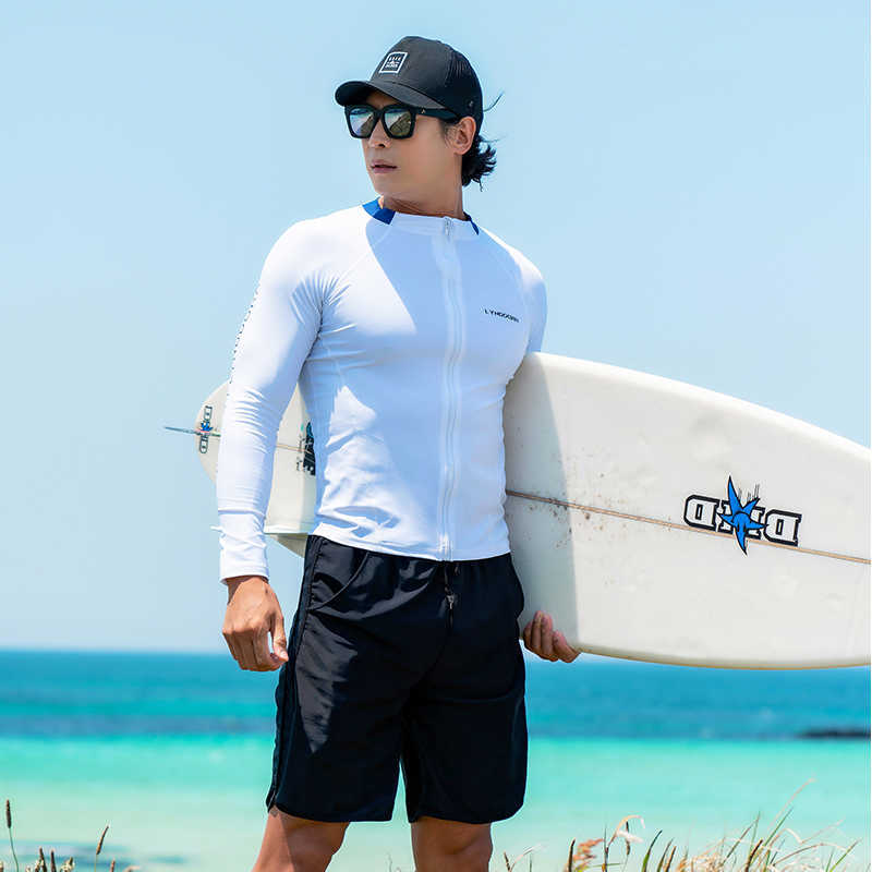 Wetsuits Drysuits SAILBEE men's rash Mens Long Sleeved Swimwear Floatsuit Tops UV Swimming Rash Guard Surfing Sail drop shipping J230505