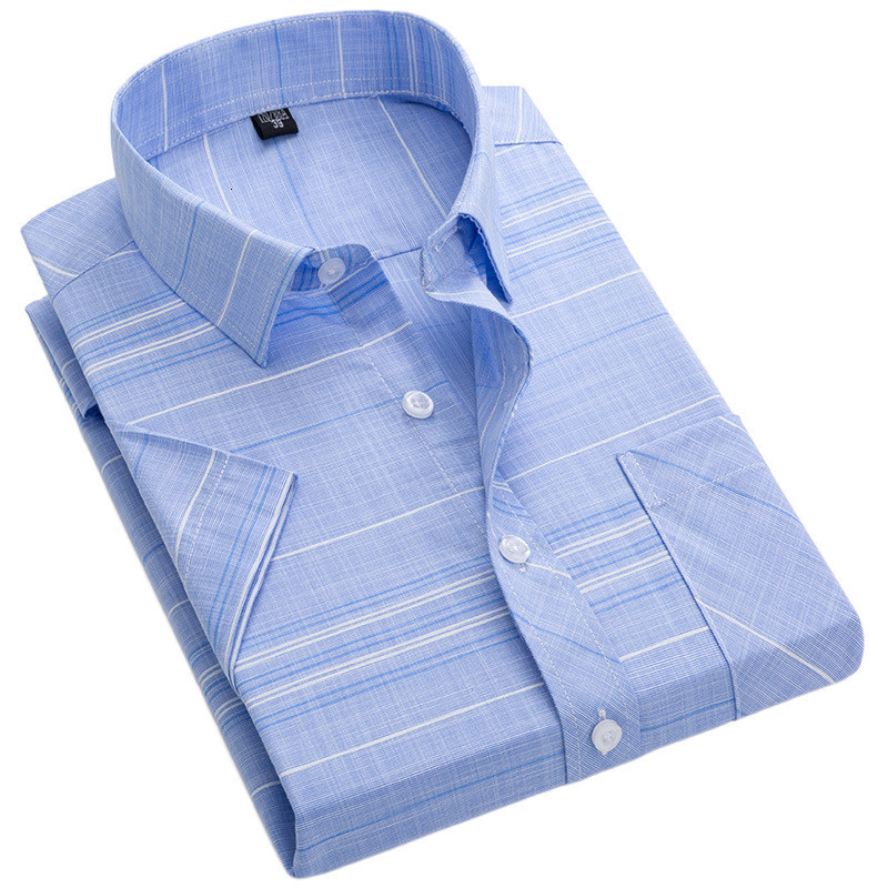 Men's Casual Shirts New Arrival Men Printed Shirt Short Sleeve Summer Soft Smooth Loose Button Down Plaid Thin Iron-free Social Regular Fit Busin