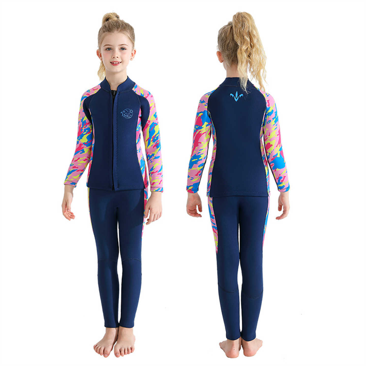 Wetsuits Drysuits Winter Children Wetsuit 25MM Neoprene Full Body 2PCS Split Diving Suit Boys And Girls Surfing Snorkeling Kids Thermal Swimsuit J2305