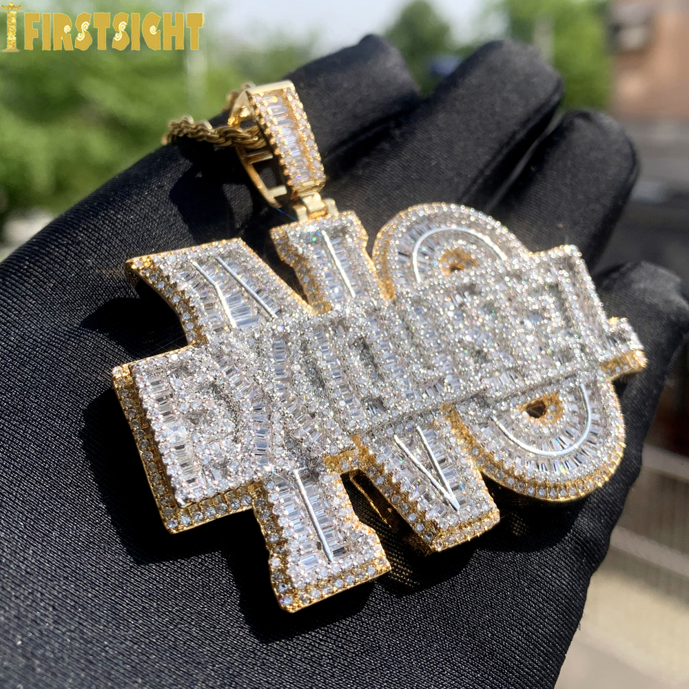 Pendant Necklaces New Iced Out Bling Letters No Excuse Pendant Necklace Gold Plated 5A Zircon Rectangle CZ Charm Men's Women Hip Hop Jewelry 2305