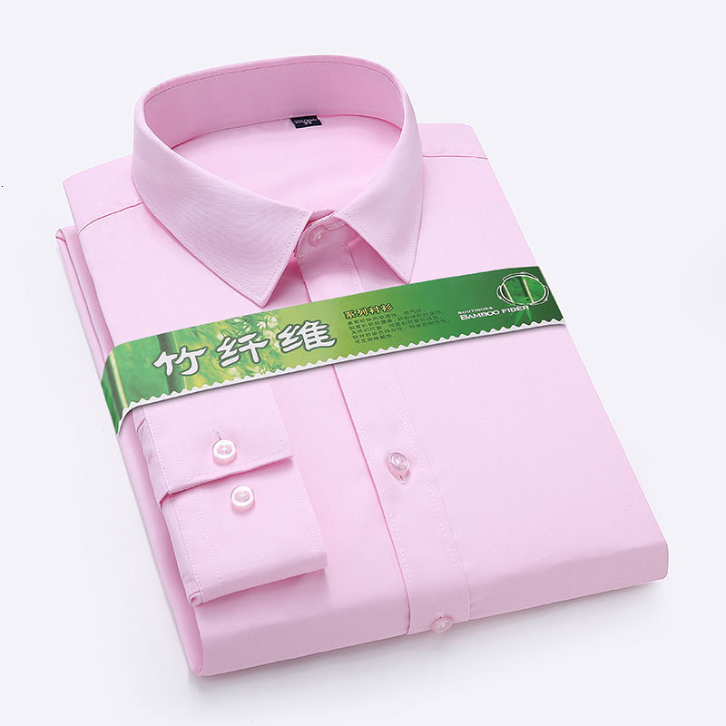 Men's Casual Shirts Quality Bamboo Fiber Men's Shirt Long Sleeve Stretch Free Care Comfort Soft Business Professional Formal Interview Dress