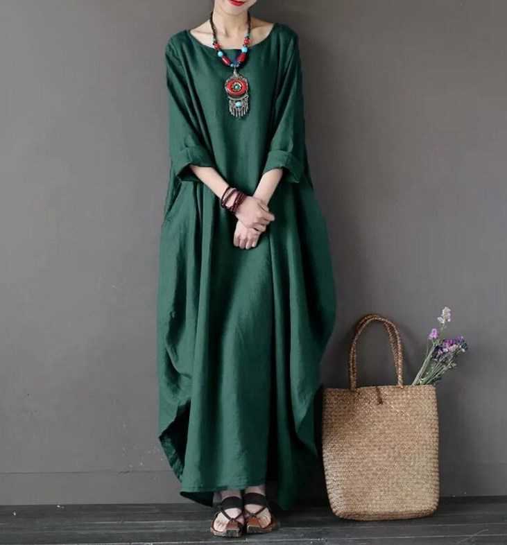 Casual Dresses Women Long Maxi Dresses Plus Size White Red Large Loose Cotton Linen Dress Summer New Straight Vestodis Female P230505