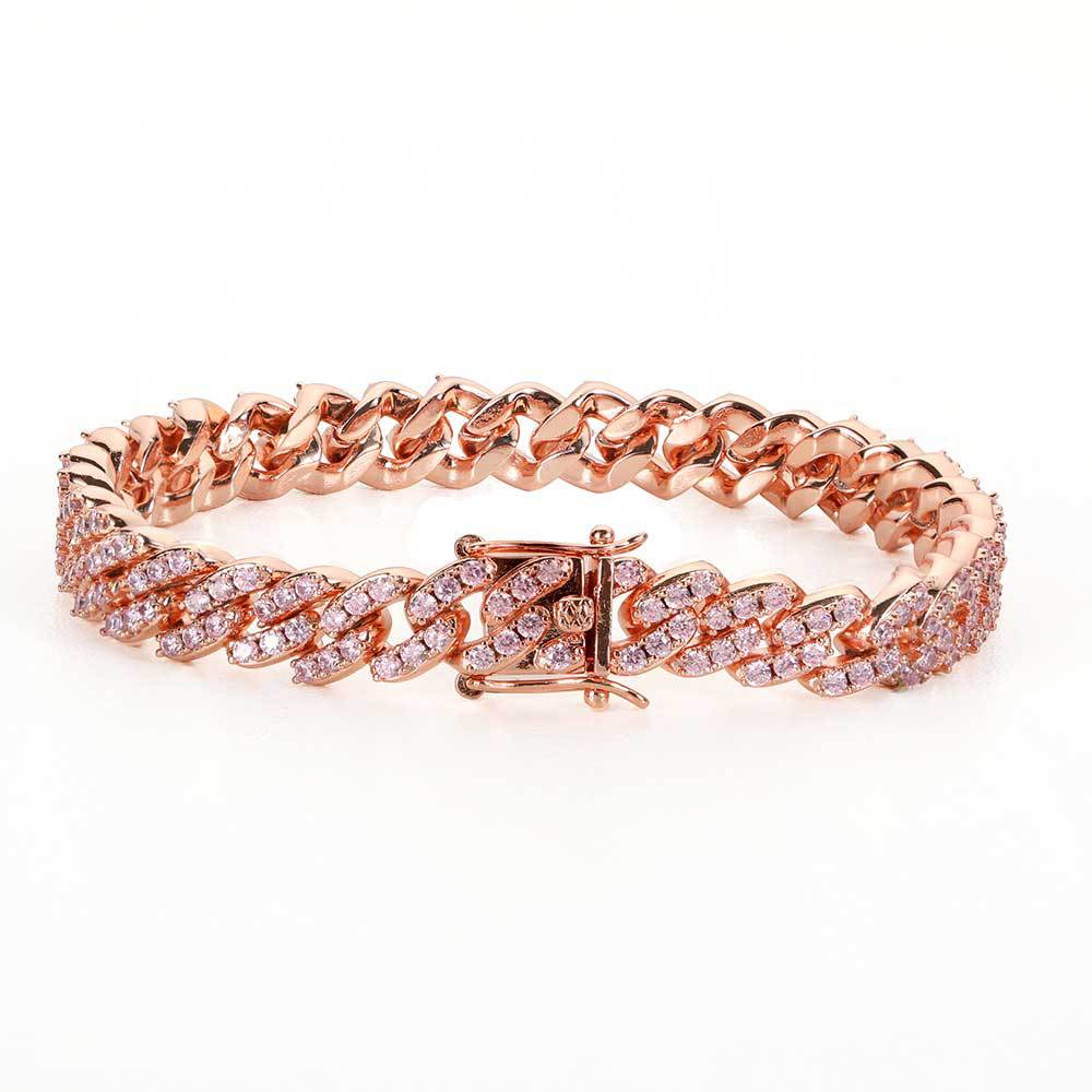 9mm Colorful Cubic Zircon Diamonds Tennis Bracelets Cuban Link Chain Bangle Couple Lover Jewelry Gift
