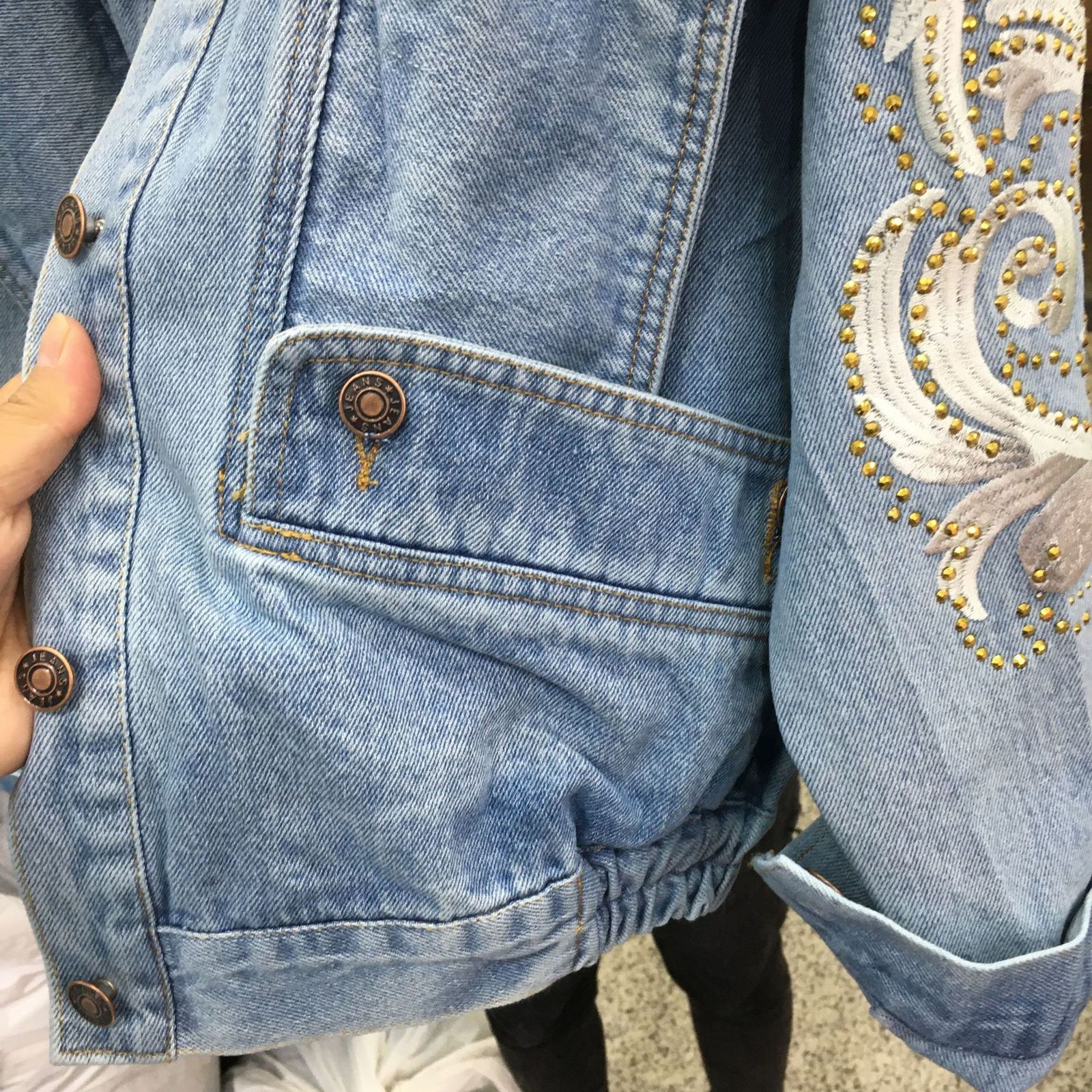 Women's Jackets Spring Autumn Woman Denim Coat Beading Embroidered Jacket Streetwear Oversized Jeans Coat 230505