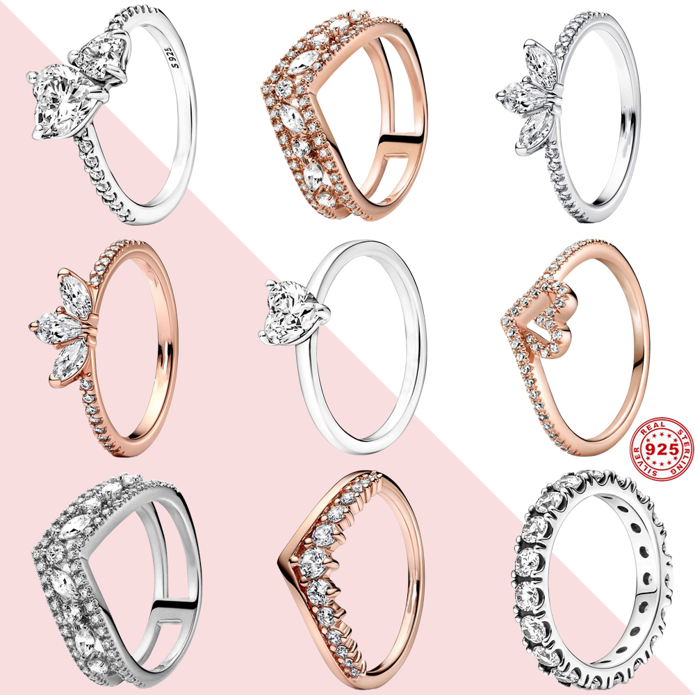 925 Sterling Silver Pandora Ring The Original Double Heart Sparkling Ring, Engagement Wedding Crystal Rose Gold Ring Luxury Jewelry Gift
925 Sterling Silver Pandora Ring The Original Double Heart Sparkling Ring, Engagement Wedding Crystal Rose Gold Ring Luxury Jewelry Gift