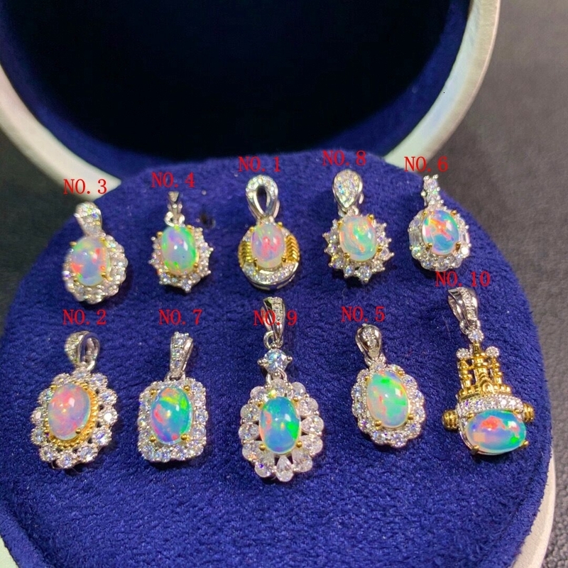 Pendant Necklaces Natural Opal Necklace Pendant 925 Silver Send Chain Colorful Gemstone Necklace Birthstone Necklace Engagement Pendant 230505