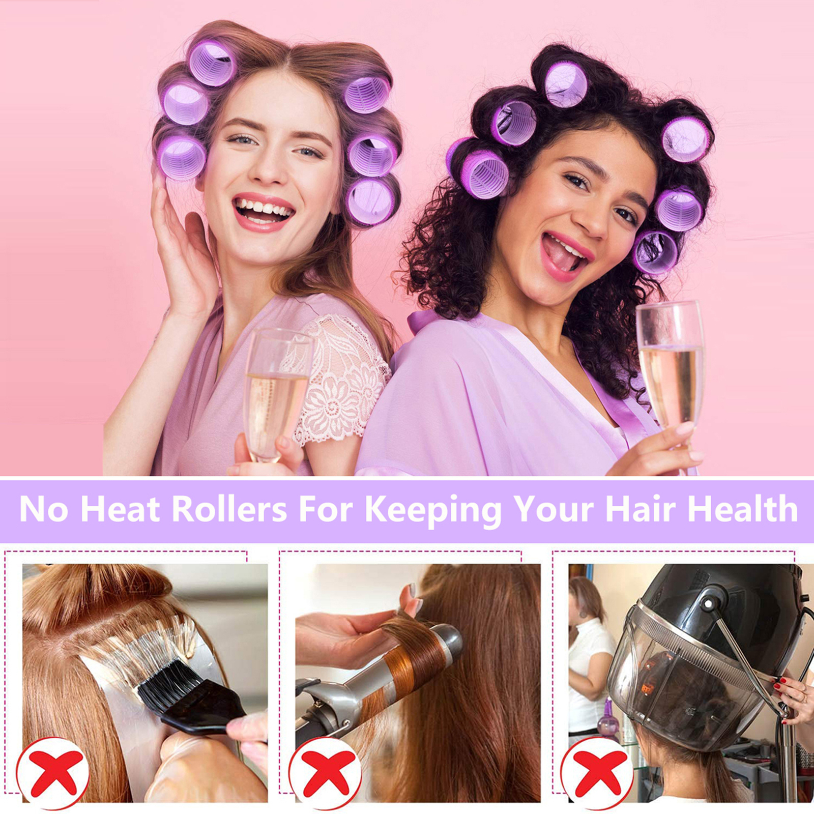 Hair Rollers 61 Pieces Set Hair Curlers 3 Sizes Big Hair Rollers for Long Hair. No heat Curlers Hair Rollers with Clips Comb. 230505