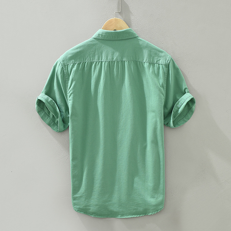 Men's Casual Shirts Green Short Sleeve Shirts for Men Casual Turn-down Collar Tops Man Summer New Fashion Cartoon Pattern Embroidery Clothing 230
