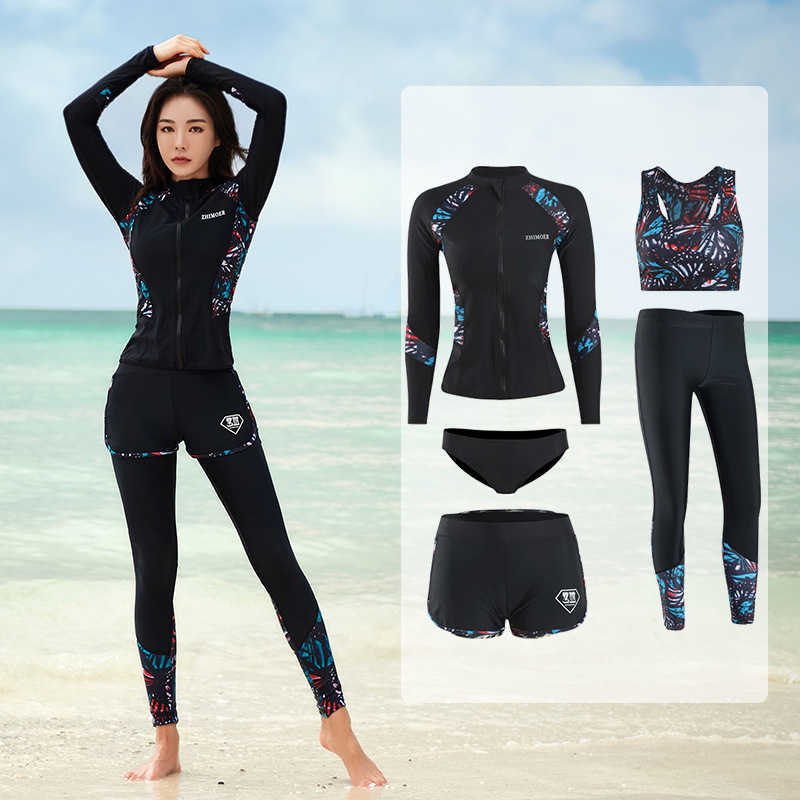 Wetsuits Drysuits Women Men Rash Guard Long Sleeve Sun Protection Surfing Shirts Diving Tops Bottoms Beach Quick Dry Split Snorkel Full Swimsuit J2305