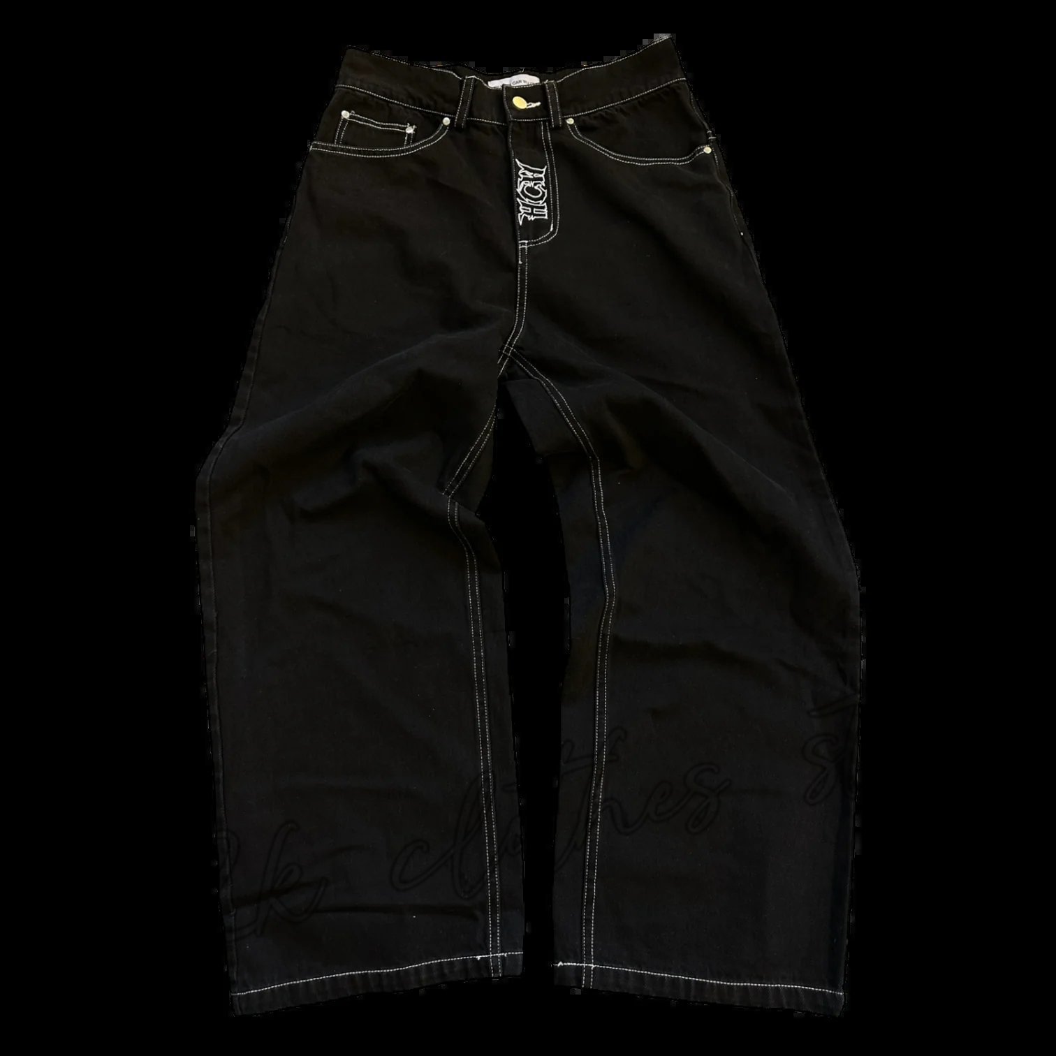 Men's Jeans Y2K Harajuku Retro Skull Graphic Baggy Black Pants Punk Rock Hip Hop Gothic Wide Leg Trousers Streetwear 230504