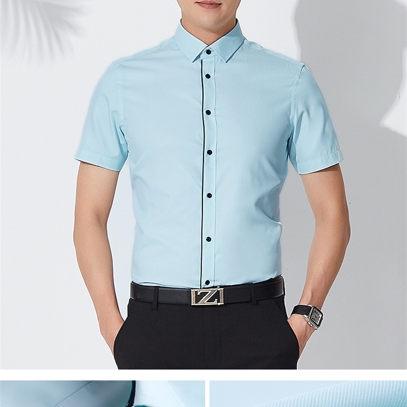Men's Casual Shirts Customize men shirt short sleeve personalize solid color long sleeve shirt A1460 pocket white navy blue grey sky blue 230505