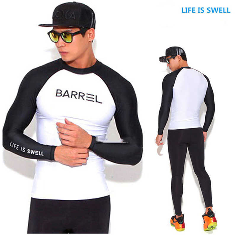 Wetsuits Drysuits Men Long Sleeve Swim Shirt Swimming Shorts Wetsuit Set Rashguard Snorkeling Suit Men Surfing Swimsuit Diving Wet Suit Top Trunk J230