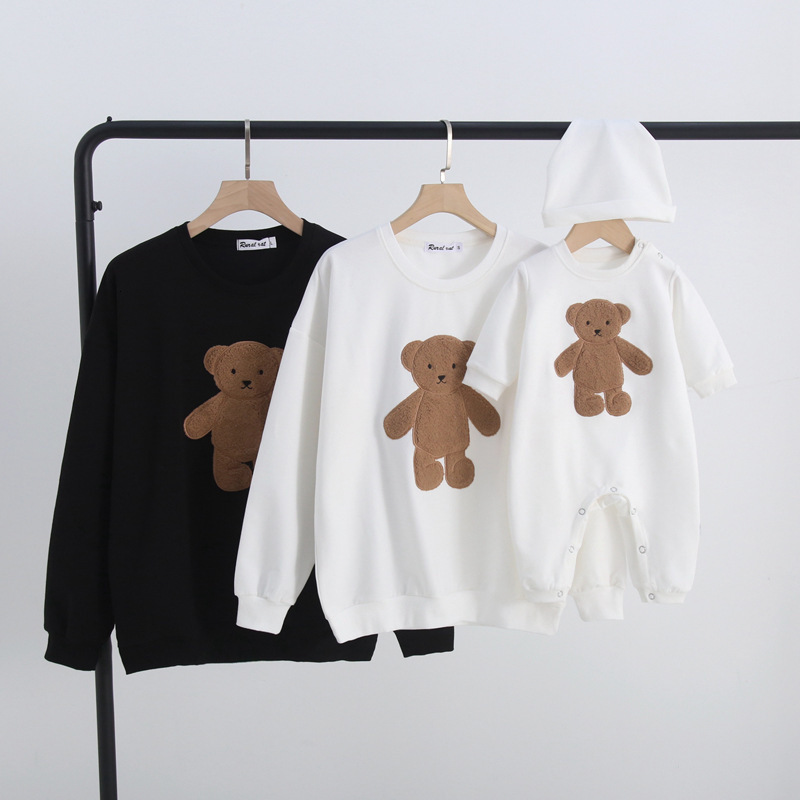 Family Matching Outfits Family Matching Clothes Winter Autumn Sweater Cartoon Bear Father Son Mother Daughter Long-sleeved Shirt Baby Birthday Clothes